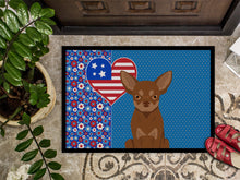 Load image into Gallery viewer, Chocolate and Tan Chihuahua USA American Doormat - 24x36 Decorative Floor Mat – Indoor/Outdoor Rug with Artistic Flair