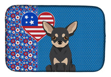 Load image into Gallery viewer, Black and Cream Chihuahua USA American Dish Drying Mat – Absorbent, Artistic Kitchen Essentials