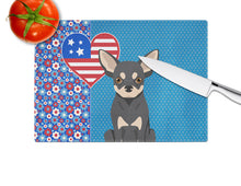 Load image into Gallery viewer, Black and Cream Chihuahua USA American Glass Cutting Boards – Durable, Decorative Kitchen Art Large
