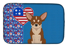 Load image into Gallery viewer, Red and White Chihuahua USA American Dish Drying Mat – Absorbent, Artistic Kitchen Essentials