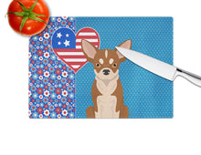 Load image into Gallery viewer, Red and White Chihuahua USA American Glass Cutting Boards – Durable, Decorative Kitchen Art Large