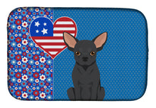 Load image into Gallery viewer, Black Chihuahua USA American Dish Drying Mat – Absorbent, Artistic Kitchen Essentials