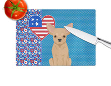 Load image into Gallery viewer, Gold Chihuahua USA American Glass Cutting Boards – Durable, Decorative Kitchen Art Large