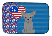 Load image into Gallery viewer, Silver Chihuahua USA American Dish Drying Mat – Absorbent, Artistic Kitchen Essentials
