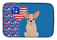 Load image into Gallery viewer, Fawn and White Chihuahua USA American Dish Drying Mat – Absorbent, Artistic Kitchen Essentials