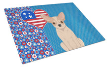 Load image into Gallery viewer, Fawn and White Chihuahua USA American Glass Cutting Boards – Durable, Decorative Kitchen Art Large