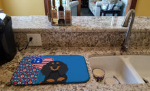 Load image into Gallery viewer, Longhair Black and Tan Dachshund USA American Dish Drying Mat – Absorbent, Artistic Kitchen Essentials