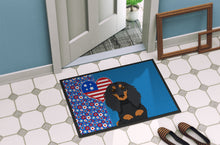 Load image into Gallery viewer, Longhair Black and Tan Dachshund USA American Doormat - 24x36 Decorative Floor Mat – Indoor/Outdoor Rug with Artistic Flair
