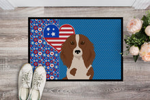 Load image into Gallery viewer, Longhair Red Pedbald Dachshund USA American Doormat - 24x36 Decorative Floor Mat – Indoor/Outdoor Rug with Artistic Flair