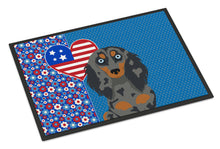 Load image into Gallery viewer, Longhair Blue and Tan Dapple Dachshund USA American Doormat - 24x36 Decorative Floor Mat – Indoor/Outdoor Rug with Artistic Flair