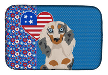 Load image into Gallery viewer, Longhair Cream Dapple Dachshund USA American Dish Drying Mat – Absorbent, Artistic Kitchen Essentials
