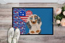 Load image into Gallery viewer, Longhair Cream Dapple Dachshund USA American Doormat - 24x36 Decorative Floor Mat – Indoor/Outdoor Rug with Artistic Flair