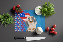 Load image into Gallery viewer, Longhair Cream Dapple Dachshund USA American Glass Cutting Boards – Durable, Decorative Kitchen Art Large