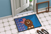 Load image into Gallery viewer, Longhair Chocolate and Cream Dachshund USA American Doormat - 24x36 Decorative Floor Mat – Indoor/Outdoor Rug with Artistic Flair