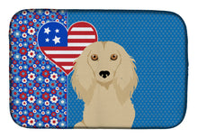 Load image into Gallery viewer, Longhair Cream Dachshund USA American Dish Drying Mat – Absorbent, Artistic Kitchen Essentials