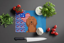 Load image into Gallery viewer, Longhair Red Dachshund USA American Glass Cutting Boards – Durable, Decorative Kitchen Art Large