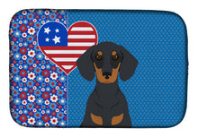Load image into Gallery viewer, Black and Tan Dachshund USA American Dish Drying Mat – Absorbent, Artistic Kitchen Essentials