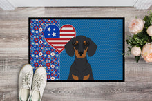 Load image into Gallery viewer, Black and Tan Dachshund USA American Doormat - 24x36 Decorative Floor Mat – Indoor/Outdoor Rug with Artistic Flair