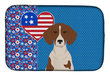 Load image into Gallery viewer, Red Piebald Dachshund USA American Dish Drying Mat – Absorbent, Artistic Kitchen Essentials