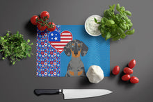 Load image into Gallery viewer, Black Dapple Dachshund USA American Glass Cutting Boards – Durable, Decorative Kitchen Art Large