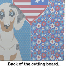 Load image into Gallery viewer, Cream Dapple Dachshund USA American Glass Cutting Boards – Durable, Decorative Kitchen Art Large