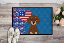 Load image into Gallery viewer, Chocolate and Cream Dachshund USA American Doormat - 24x36 Decorative Floor Mat – Indoor/Outdoor Rug with Artistic Flair