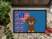 Load image into Gallery viewer, Chocolate and Cream Dachshund USA American Doormat - 24x36 Decorative Floor Mat – Indoor/Outdoor Rug with Artistic Flair