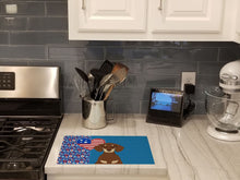 Load image into Gallery viewer, Chocolate and Cream Dachshund USA American Glass Cutting Boards – Durable, Decorative Kitchen Art Large
