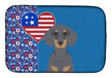 Load image into Gallery viewer, Blue and Tan Dachshund USA American Dish Drying Mat – Absorbent, Artistic Kitchen Essentials