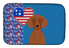 Load image into Gallery viewer, Red Dachshund USA American Dish Drying Mat – Absorbent, Artistic Kitchen Essentials