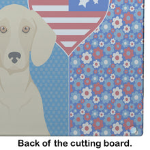 Load image into Gallery viewer, Cream Dachshund USA American Glass Cutting Boards – Durable, Decorative Kitchen Art Large