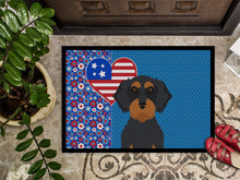 Load image into Gallery viewer, Wirehair Black and Tan Dachshund USA American Doormat - 24x36 Decorative Floor Mat – Indoor/Outdoor Rug with Artistic Flair