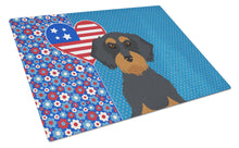 Load image into Gallery viewer, Wirehair Black and Tan Dachshund USA American Glass Cutting Boards – Durable, Decorative Kitchen Art Large