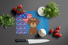 Load image into Gallery viewer, Wirehair Red and Tan Dachshund USA American Glass Cutting Boards – Durable, Decorative Kitchen Art Large
