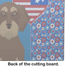 Load image into Gallery viewer, Wirehair Red and Tan Dachshund USA American Glass Cutting Boards – Durable, Decorative Kitchen Art Large