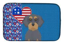 Load image into Gallery viewer, Wirehair Blue and Tan Dachshund USA American Dish Drying Mat – Absorbent, Artistic Kitchen Essentials