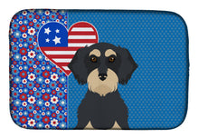 Load image into Gallery viewer, Wirehair Black and Cream Dachshund USA American Dish Drying Mat – Absorbent, Artistic Kitchen Essentials