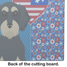 Load image into Gallery viewer, Wirehair Black and Cream Dachshund USA American Glass Cutting Boards – Durable, Decorative Kitchen Art Large