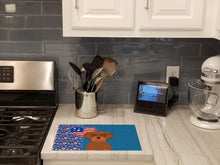 Load image into Gallery viewer, Wirehair Red Dachshund USA American Glass Cutting Boards – Durable, Decorative Kitchen Art Large