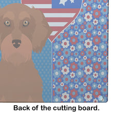 Load image into Gallery viewer, Wirehair Red Dachshund USA American Glass Cutting Boards – Durable, Decorative Kitchen Art Large