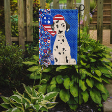 Load image into Gallery viewer, Dalmatian Patriotic Heart Garden Flag – Red, White &amp; Blue Dog Decor with Star Background