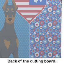 Load image into Gallery viewer, Black and Tan Doberman Pinscher USA American Glass Cutting Boards – Durable, Decorative Kitchen Art Large