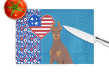 Load image into Gallery viewer, Red and Tan Doberman Pinscher USA American Glass Cutting Boards – Durable, Decorative Kitchen Art Large