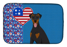 Load image into Gallery viewer, Natural Ear Black and Tan Doberman Pinscher USA American Dish Drying Mat – Absorbent, Artistic Kitchen Essentials