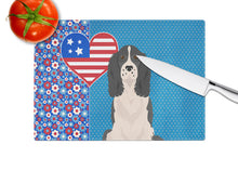 Load image into Gallery viewer, Black English Springer Spaniel USA American Glass Cutting Boards – Durable, Decorative Kitchen Art Large