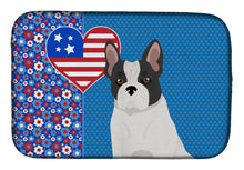 Load image into Gallery viewer, Black and White French Bulldog USA American Dish Drying Mat – Absorbent, Artistic Kitchen Essentials
