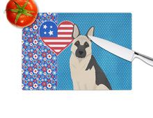 Load image into Gallery viewer, Black and Silver German Shepherd USA American Glass Cutting Boards – Durable, Decorative Kitchen Art Large