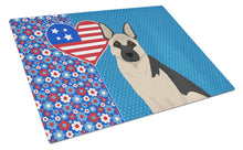 Load image into Gallery viewer, Black and Silver German Shepherd USA American Glass Cutting Boards – Durable, Decorative Kitchen Art Large
