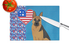 Load image into Gallery viewer, Black and Tan German Shepherd USA American Glass Cutting Boards – Durable, Decorative Kitchen Art Large