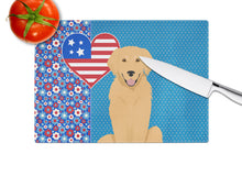 Load image into Gallery viewer, Gold Golden Retriever USA American Glass Cutting Boards – Durable, Decorative Kitchen Art Large